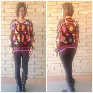 Hippie Boho Crochet Sweater